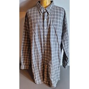 Brooks Brothers Mens Button-Up Shirt Gray Check 4XL Cotton